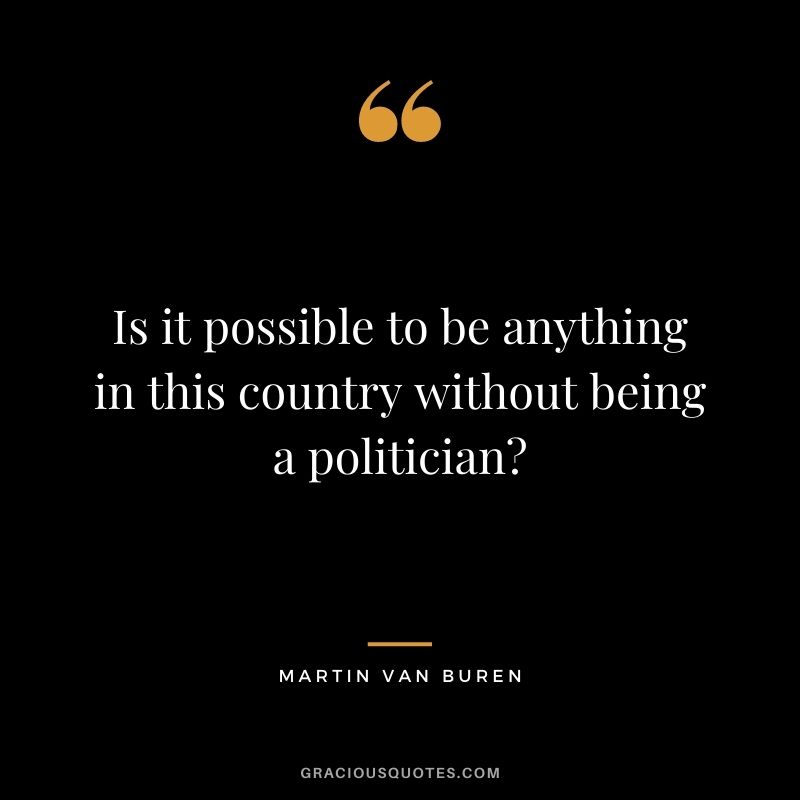Is it possible to be anything in this country without being a politician?