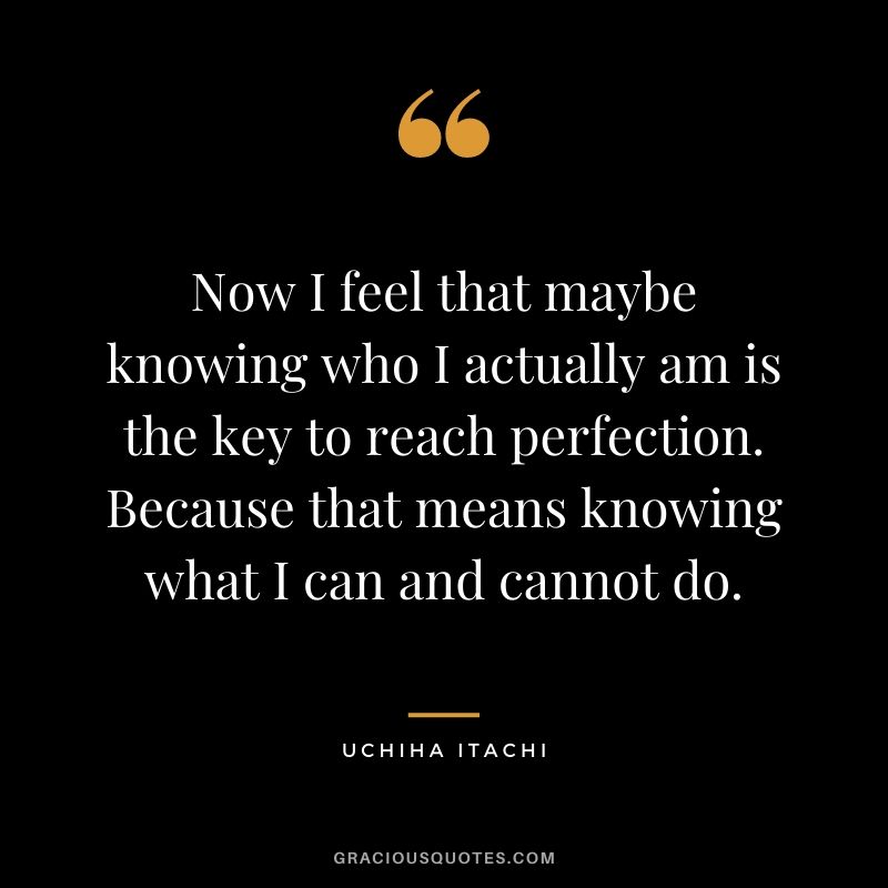 Now I feel that maybe knowing who I actually am is the key to reach perfection. Because that means knowing what I can and cannot do.