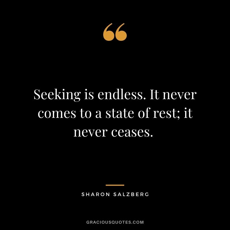 Seeking is endless. It never comes to a state of rest; it never ceases. - Sharon Salzberg