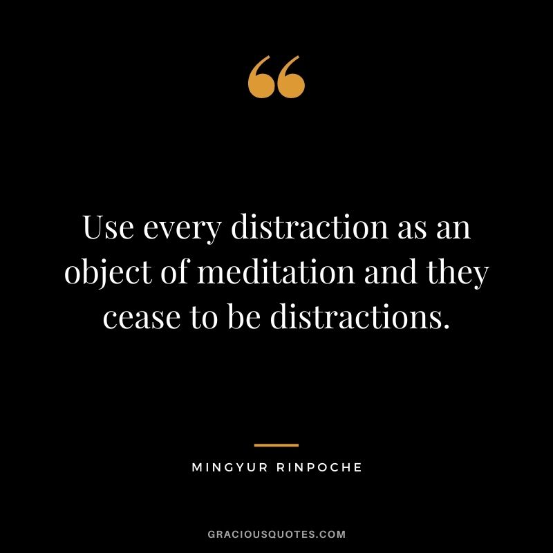 Use every distraction as an object of meditation and they cease to be distractions. - Mingyur Rinpoche
