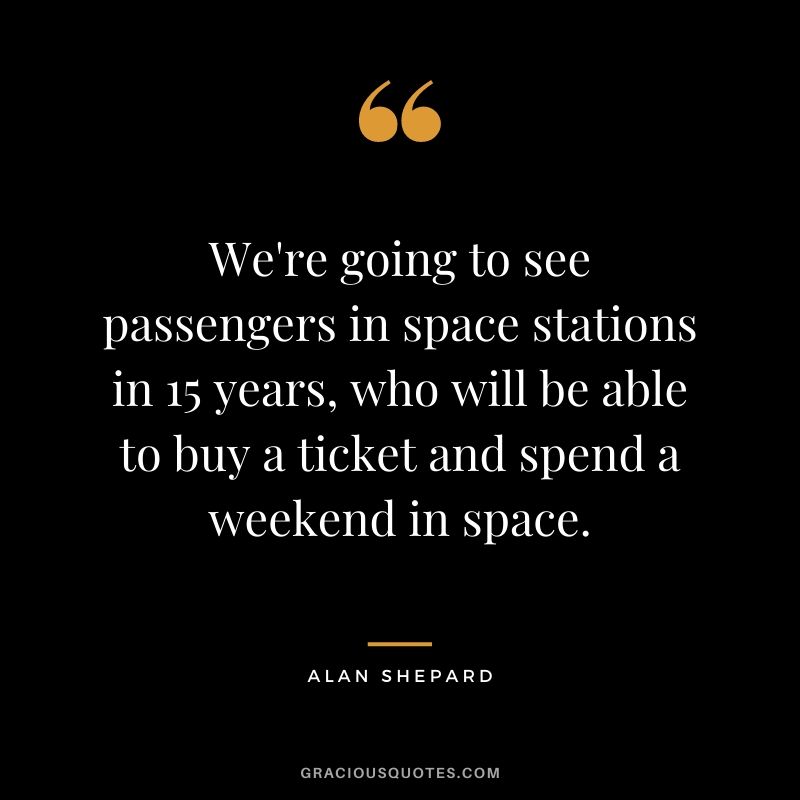 We're going to see passengers in space stations in 15 years, who will be able to buy a ticket and spend a weekend in space.