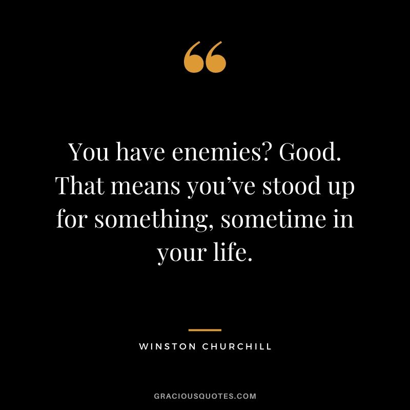 You have enemies? Good. That means you’ve stood up for something, sometime in your life. - Winston Churchill