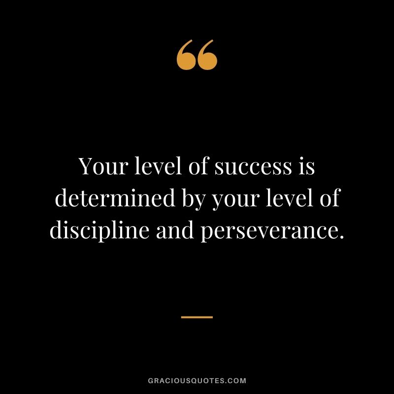 Your level of success is determined by your level of discipline and perseverance.