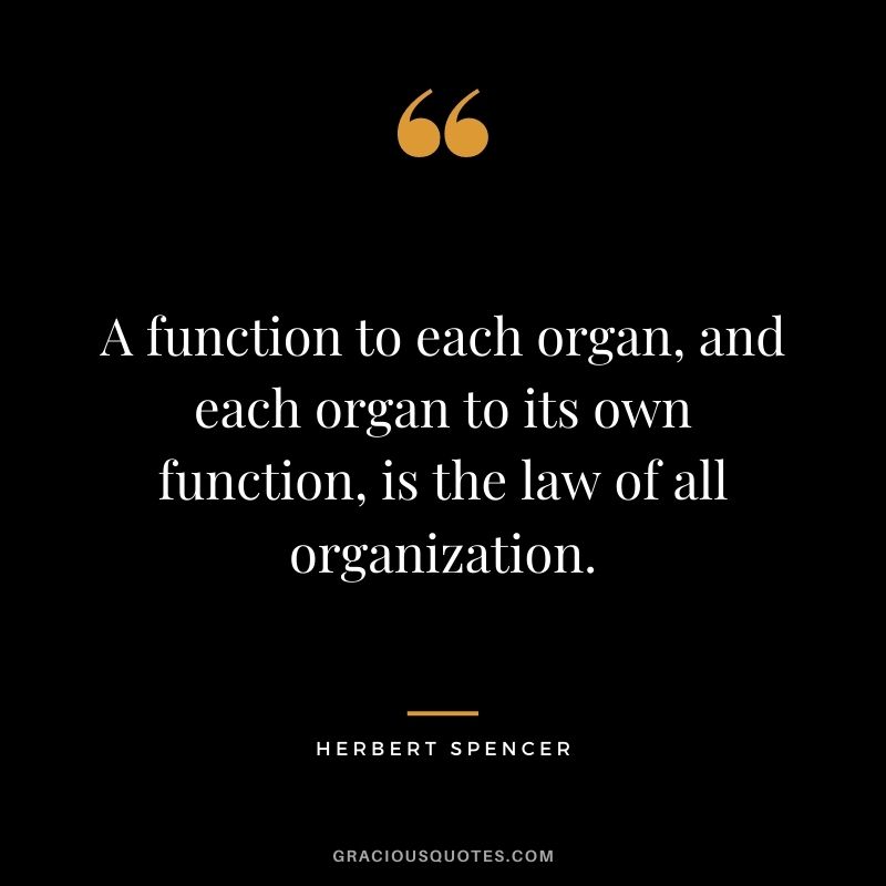 A function to each organ, and each organ to its own function, is the law of all organization.