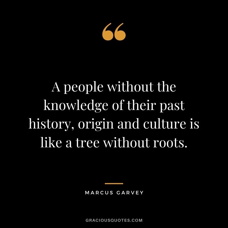 A people without the knowledge of their past history, origin and culture is like a tree without roots. - Marcus Garvey