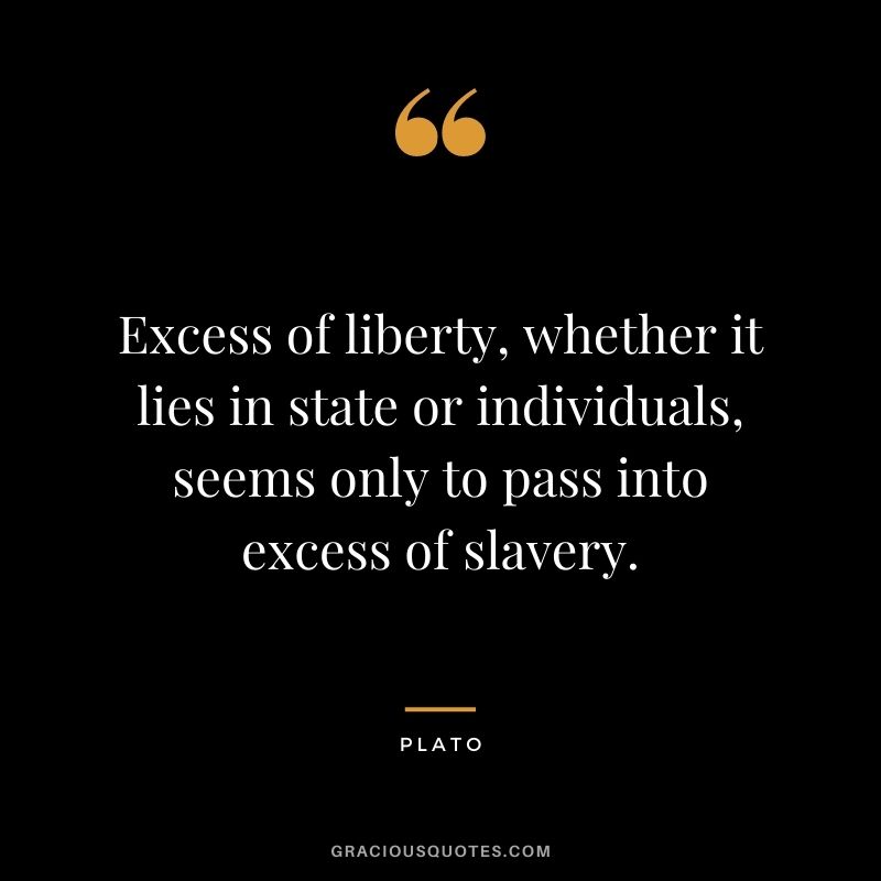 Excess of liberty, whether it lies in state or individuals, seems only to pass into excess of slavery.