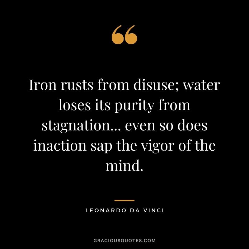 Iron rusts from disuse; water loses its purity from stagnation... even so does inaction sap the vigor of the mind.