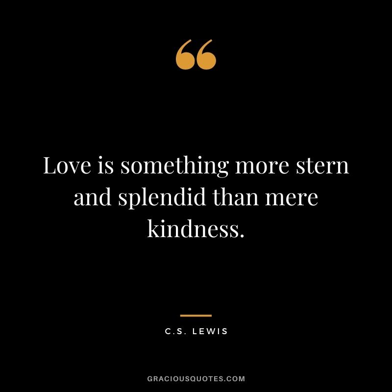 Love is something more stern and splendid than mere kindness.