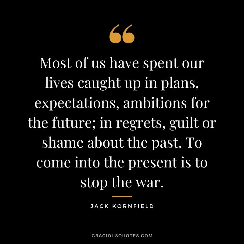 Most of us have spent our lives caught up in plans, expectations, ambitions for the future; in regrets, guilt or shame about the past. To come into the present is to stop the war.