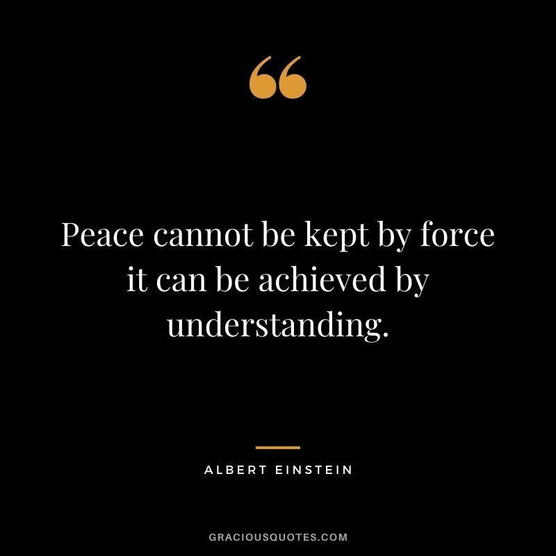 Peace cannot be kept by force it can be achieved by understanding. - Albert Einstein