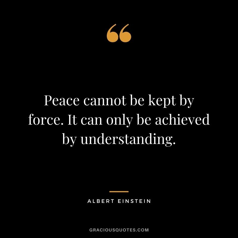 Peace cannot be kept by force. It can only be achieved by understanding. - Albert Einstein