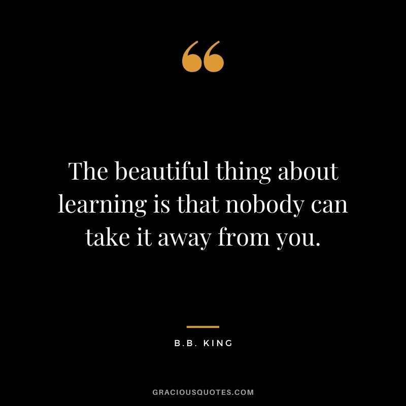 The beautiful thing about learning is that nobody can take it away from you. - B.B. King