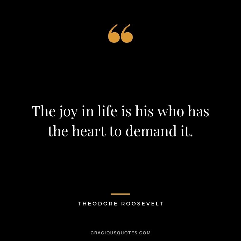 The joy in life is his who has the heart to demand it.