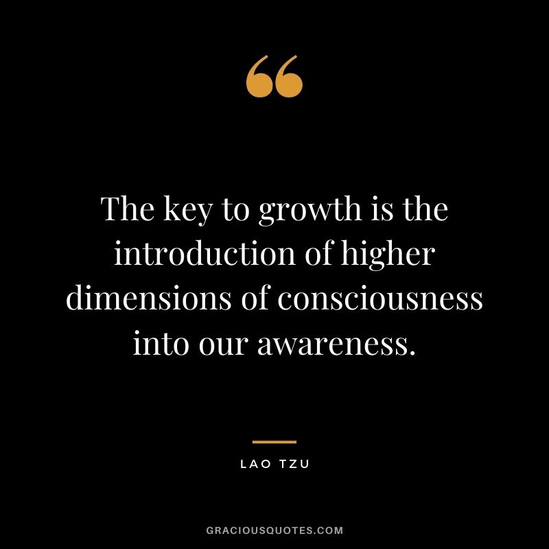 The key to growth is the introduction of higher dimensions of consciousness into our awareness. - Lao Tzu