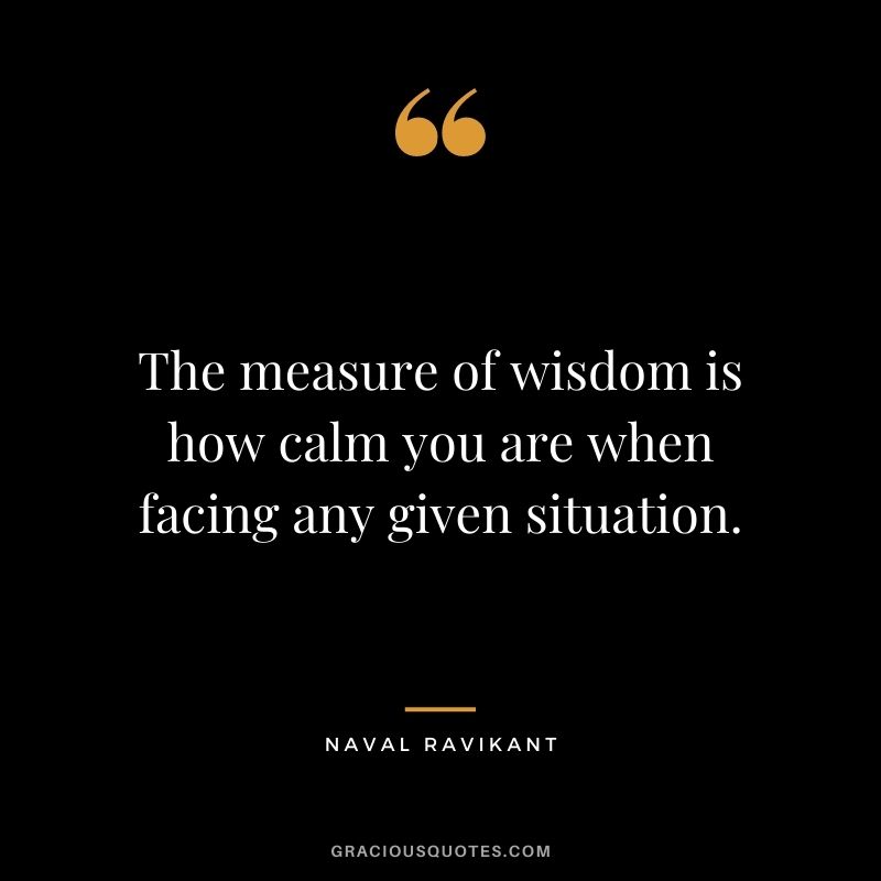 The measure of wisdom is how calm you are when facing any given situation. - Naval Ravikant