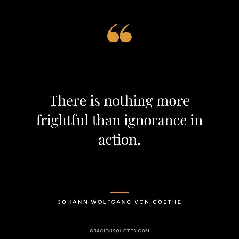 There is nothing more frightful than ignorance in action.