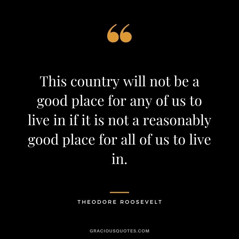 This country will not be a good place for any of us to live in if it is not a reasonably good place for all of us to live in.