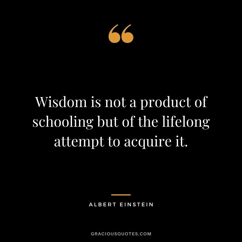 Wisdom is not a product of schooling but of the lifelong attempt to acquire it. - Albert Einstein
