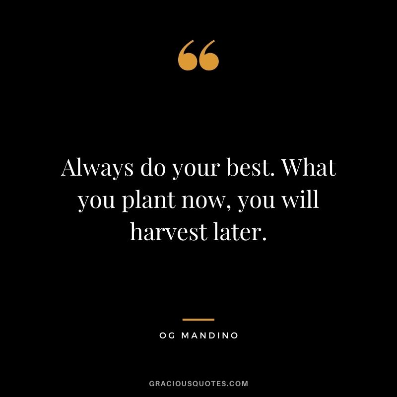 Always do your best. What you plant now, you will harvest later.