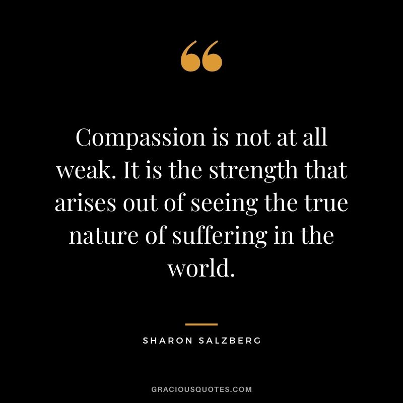 Compassion is not at all weak. It is the strength that arises out of seeing the true nature of suffering in the world.