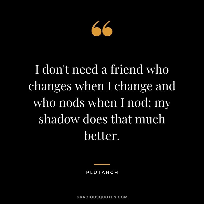 I don't need a friend who changes when I change and who nods when I nod; my shadow does that much better.