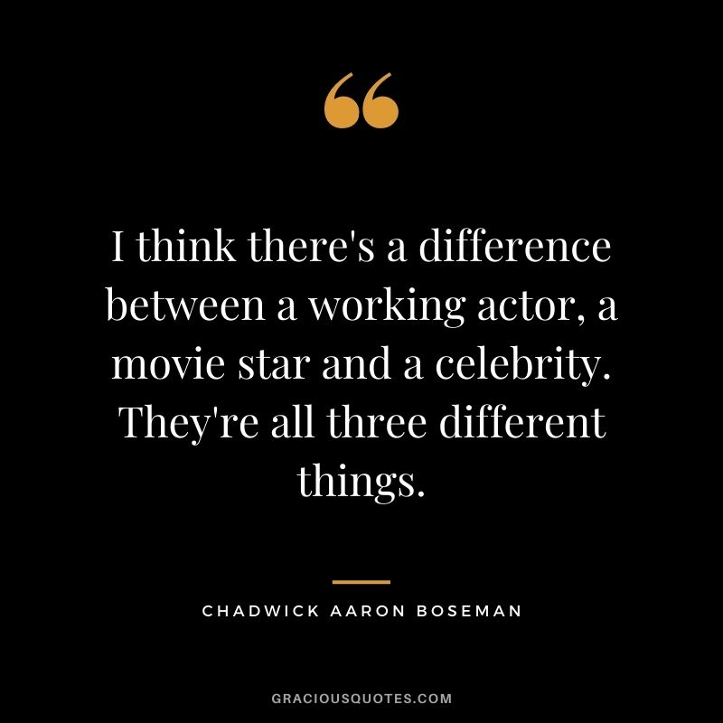 I think there's a difference between a working actor, a movie star and a celebrity. They're all three different things.