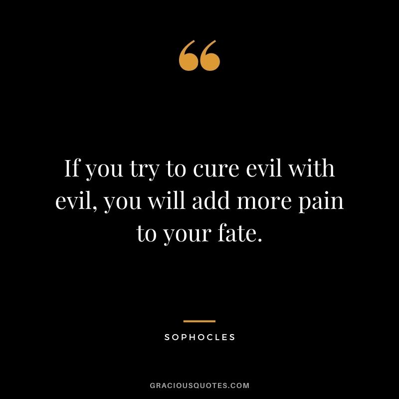 If you try to cure evil with evil, you will add more pain to your fate.