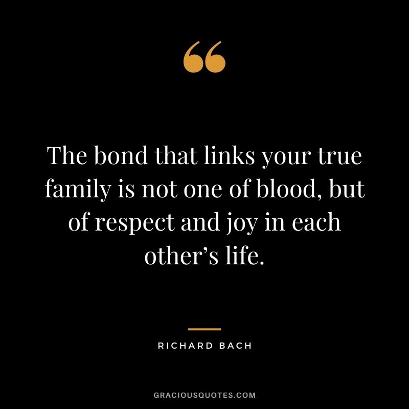 The bond that links your true family is not one of blood, but of respect and joy in each other’s life. - Richard Bach