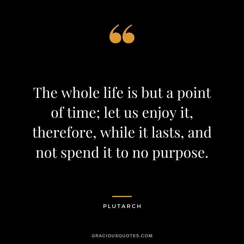 The whole life is but a point of time; let us enjoy it, therefore, while it lasts, and not spend it to no purpose.