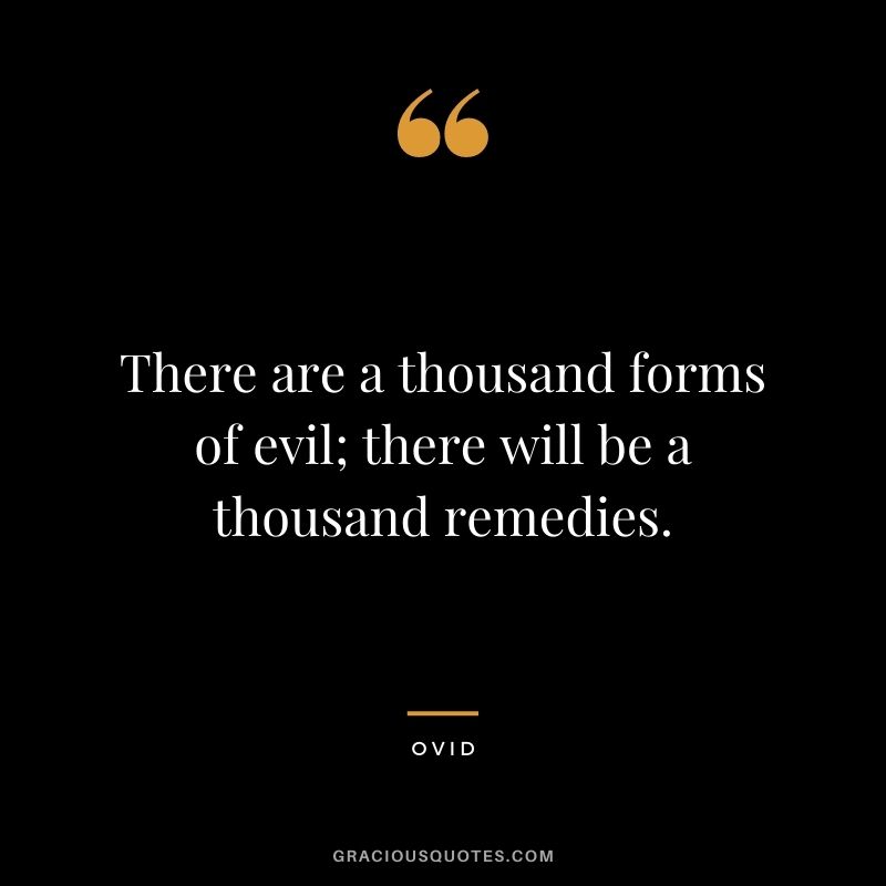 There are a thousand forms of evil; there will be a thousand remedies.