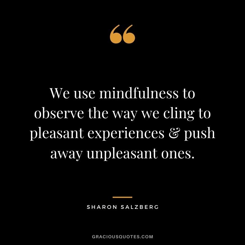 We use mindfulness to observe the way we cling to pleasant experiences & push away unpleasant ones.