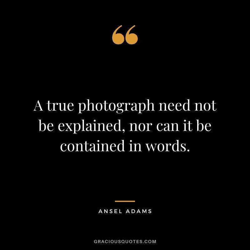 A true photograph need not be explained, nor can it be contained in words.