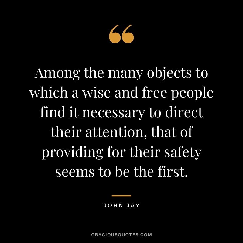 Among the many objects to which a wise and free people find it necessary to direct their attention, that of providing for their safety seems to be the first.