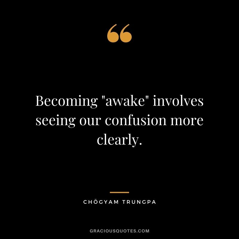Becoming awake involves seeing our confusion more clearly.
