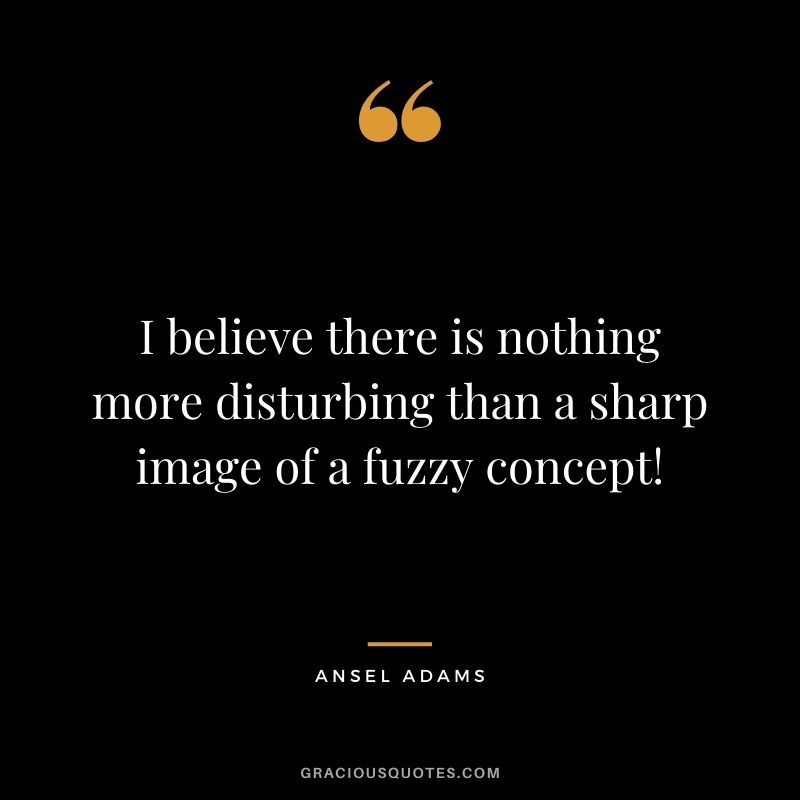 I believe there is nothing more disturbing than a sharp image of a fuzzy concept!