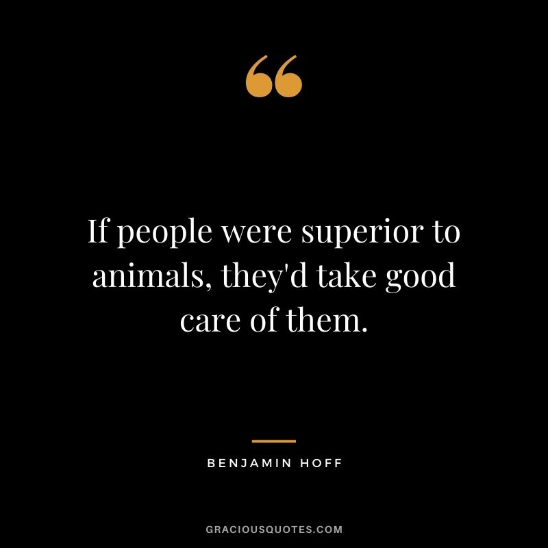 If people were superior to animals, they'd take good care of them.