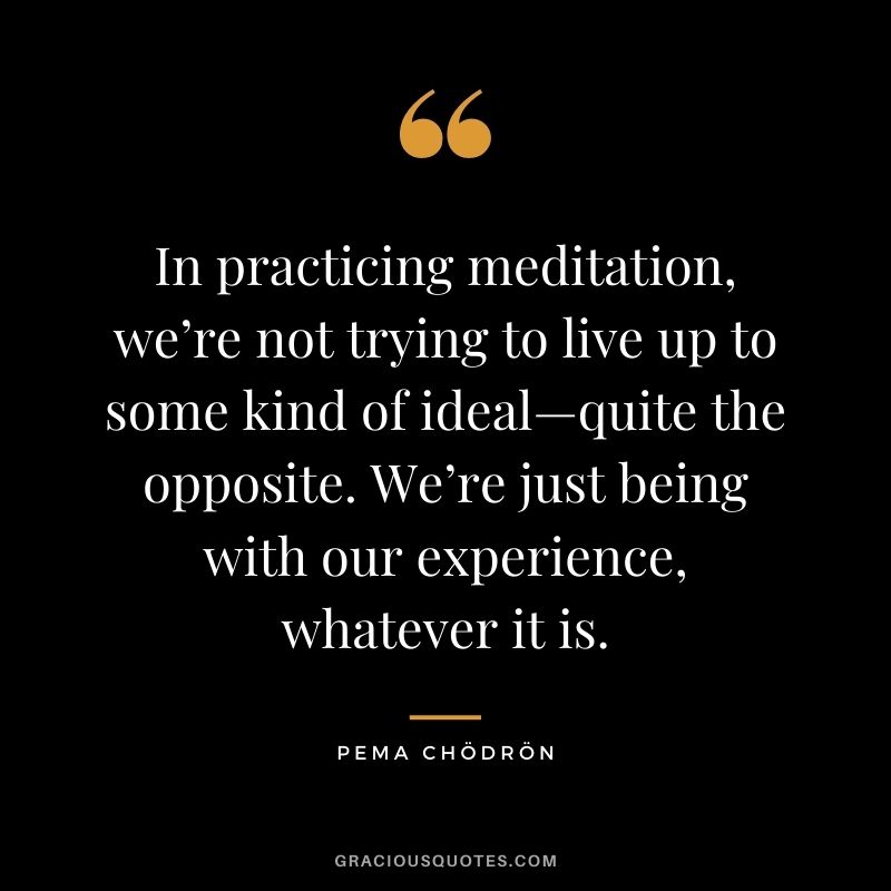 In practicing meditation, we’re not trying to live up to some kind of ideal—quite the opposite. We’re just being with our experience, whatever it is.