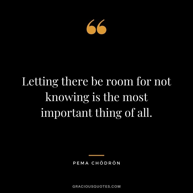 Letting there be room for not knowing is the most important thing of all.