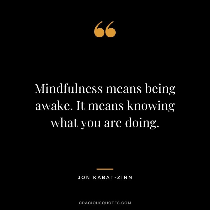 Mindfulness means being awake. It means knowing what you are doing.