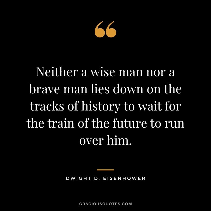 Neither a wise man nor a brave man lies down on the tracks of history to wait for the train of the future to run over him.