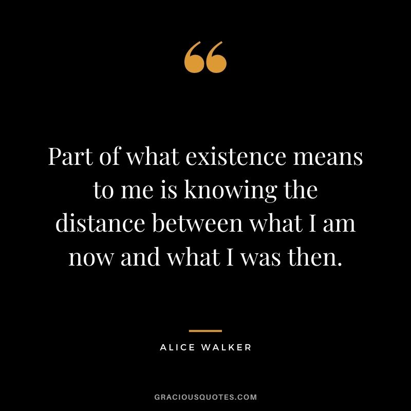 Part of what existence means to me is knowing the distance between what I am now and what I was then.