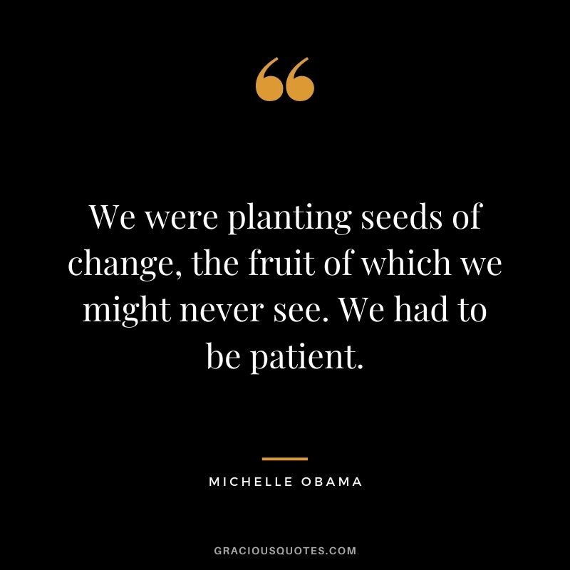 We were planting seeds of change, the fruit of which we might never see. We had to be patient.