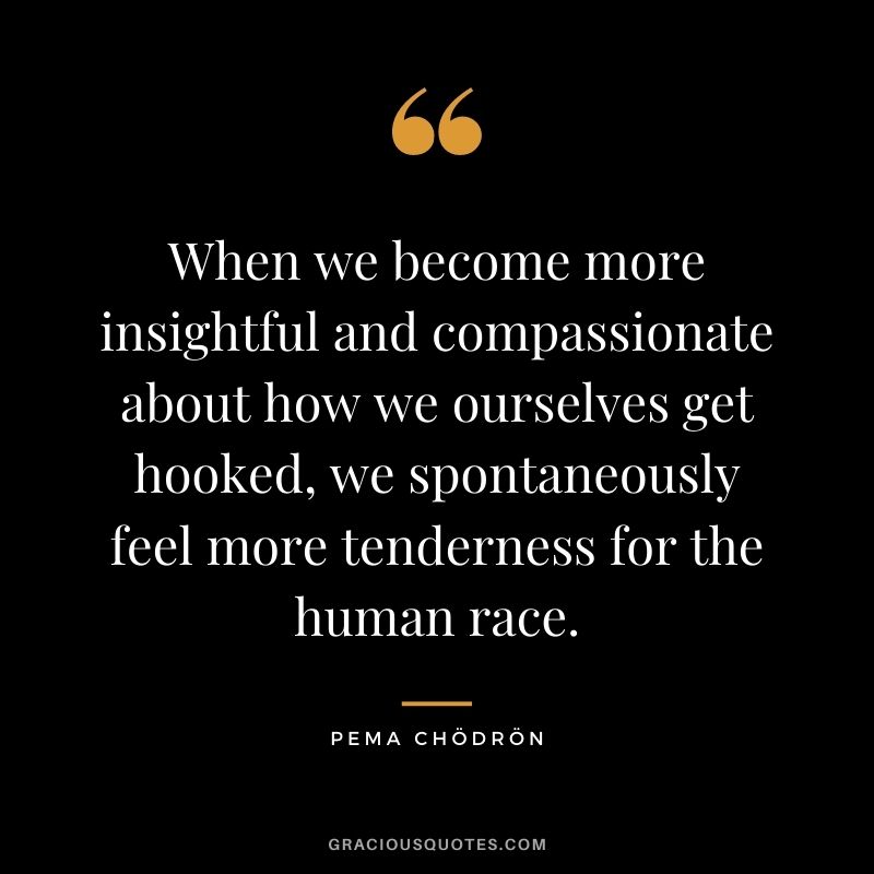When we become more insightful and compassionate about how we ourselves get hooked, we spontaneously feel more tenderness for the human race. 