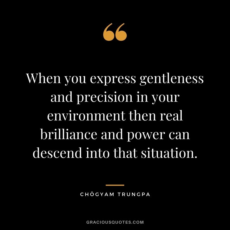 When you express gentleness and precision in your environment then real brilliance and power can descend into that situation.