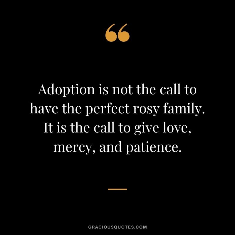Adoption is not the call to have the perfect rosy family. It is the call to give love, mercy, and patience.