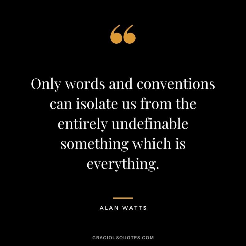 Only words and conventions can isolate us from the entirely undefinable something which is everything.