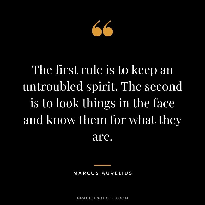The first rule is to keep an untroubled spirit. The second is to look things in the face and know them for what they are.