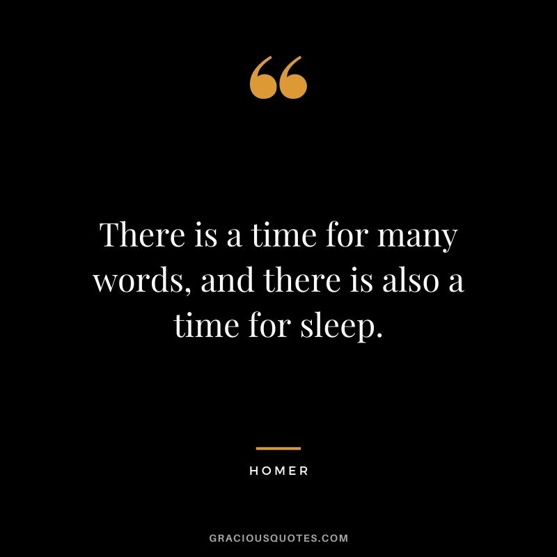 There is a time for many words, and there is also a time for sleep. - Homer