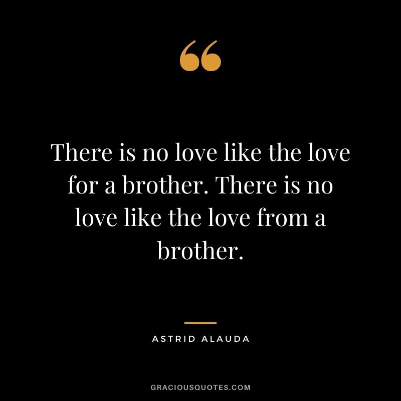 There is no love like the love for a brother. There is no love like the love from a brother. ― Astrid Alauda