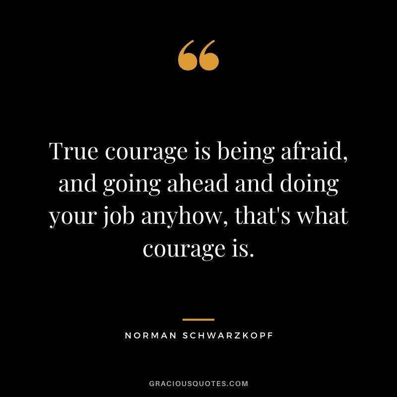 True courage is being afraid, and going ahead and doing your job anyhow, that's what courage is.